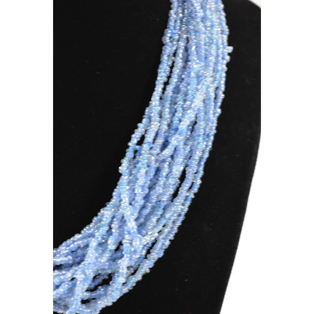 Beaded Multi‎ Strand Necklace with Tiny Blue Beads 21